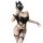 Genuine halloween sexy pvc bondage lingerie - pure temptation restrained style outfit featuring a glossy bodice, fishnet stoc...