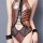 Leopard print halter bodysuit with lace-up front design, backless style, perfect for cosplay or evening wear.