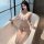 Woman in bathtub wearing qingruohan pure & tempting bikini set - sexy lingerie for small bust, no-remove hot outfit 8516.