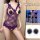 Woman modeling purple lace lingerie set with bows, includes fishnet stockings and nipple covers. qingran sexy lingerie set 85...