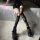 Y2k retro sexy jk over-the-knee lace-up stockings with rivets - pure temptation fetish hosiery featuring bold black design an...