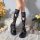 Gorgeous cloud lace tie-up black calf socks - heart-shaped drawstring mid-calf stockings, sensual & pure-chic