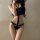 Guiyun sensual lingerie set featuring a pure and tempting lace low-rise g-string with halter neck design, highlighting elegan...