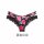 Black lace-trimmed floral design triangle panties featuring seamless construction and v-cut hip lift for enhanced comfort and...