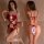 Mannyan new year lingerie set for women - deep v-tie velvet bodysuit with backless design, holiday costume 9346