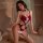 Mannyan new year lingerie set for women - deep v-tie velvet bodysuit with backless design, holiday costume 9346
