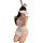 Woman in pink bunny ears and sheer maid outfit with lace details, posing seductively for role play lingerie set.