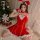 Adorable christmas lingerie set for small bust - cute & seductive holiday sleepwear & dress-up outfit featuring festive red a...