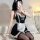 An adorable cosplay maid outfit featuring a black and white sleep dress with lace details, perfect for sexy allure. includes ...