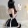 A stylish black maid dress with lace details and a white bow, perfect for cosplay or sleepwear. includes matching lingerie se...