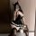 Adorable cute maid costume set with backless design, featuring lace trim and fluffy tail for playful bedroom wear.