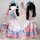 Adorable japanese lolita maid dress featuring soft pink and blue colors, perfect for daily wear, cosplay, and stage performan...