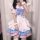 Adorable japanese lolita maid dress featuring cute soft pink and blue colors, perfect for cosplay or daily wear with fluffy d...