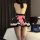 Sexy sweet sleepwear & lingerie outfit for women, adorable kitty cat maid costume set with fluffy skirt and ribbon detail