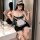 Sexy busty plus size french maid outfit with cleavage accent & playful charm, perfect for fun and fashion statements