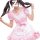 Adorable maid costume featuring a cute pink lolita dress with a cat paw design, perfect for anime cosplay with a charming pet...