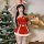 Adorable reindeer-themed christmas cosplay outfit featuring red holiday lingerie set with bunny ears and plush teddy bear acc...