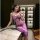Woman wearing purple lace see-through lingerie set, ai ru ru sexy nightclub outfit, elegant and alluring design.