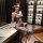Woman wearing ai ru ru sexy lace see-through nightclub outfit, elegant lingerie set with floral details.