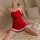 A luxurious red christmas nightgown set with a festive bow and lace trim, perfect for holiday elegance and sensuality.