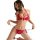 Woman modeling red lace airusu sexy lace bondage bra and panty set - seductive lingerie outfit for women, featuring bow detai...
