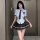A stylish jk schoolgirl outfit featuring a white blouse with a plaid tie and matching skirt, perfect for women seeking a chic...