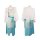 Elegant alluring hanfu-inspired lingerie set for small bust, featuring delicate floral embroidery and flowing turquoise panel...