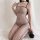 Seductive black fishnet bodysuit with delicate straps, perfect for an alluring maid costume set. ideal for provocative office...