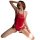 Seductive red lace maid costume set featuring elegant halter top and matching panties, perfect for office-themed sleepwear en...