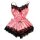 Amazon ice silk womens summer sleepwear set featuring a pink cami with black lace trim and matching shorts, perfect for cozy ...