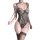 Sexy mesh leopard print bodysuit with fishbone detailing and matching accessories, perfect for summer lingerie.