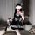 Amiye sexy lingerie set - black gothic lolita maid costume with lace trim & adjustable straps, featuring a black dress with w...