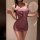 Vintage-inspired sheer cheongsam set featuring delicate lace and butterfly embellishments, perfect for elegant evening wear o...