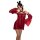 A woman poses in an elegant red ancient chinese costume lingerie set, featuring a seductive hanfu-inspired design with sheer ...