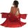 Woman wearing red ancient chinese court bodice set with flowing outer robe, showcasing backless design and elegant hanfu cost...