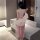 Vintage-inspired cheongsam sleepwear featuring embroidered bodice and sheer chiffon skirt, perfect for elegant nightwear.