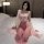 Vintage silk-embroidered cheongsam sleepwear set featuring sheer chiffon skirt and elegant design, perfect for traditional el...