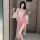 Vintage silk-embroidered cheongsam sleepwear set featuring sheer chiffon skirt and elegant bodice design.