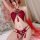 Vintage-inspired red silk lingerie set featuring intricate peony embroidery and sheer mesh design, perfect for an elegant aes...