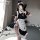 Anime cat girl lingerie set - cute maid costume with lolita style, featuring a black and white outfit with lace details and c...