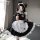 Anime cat girl lingerie set - cute maid costume with lolita style, featuring black and white colors, lace details, and playfu...