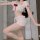 Anime lolita lingerie set - sheer floral princess dress with bow & butterfly details, soft japanese style erotic outfit