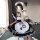 Anime maid costume featuring a cute lolita dress with black and white checkered accents, paws design, and ruffled details per...