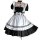 Anime maid costume dress featuring black and white colors, ruffled sleeves, and a layered skirt perfect for cosplay or daily ...