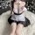 Anime maid costume for women featuring a transparent loli lolita outfit with sheer lace and ribbon details, perfect for cospl...