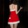 Sexy red velvet christmas costume lingerie with santa hat design, perfect for new year parties and role play.