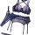 Navy lace lingerie set with beanie-trimmed jk-style bra, garter belt, and stockings for playful elegance.