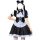 Black and white gothic lolita maid dress with pigtails, perfect for halloween costumes. features ruffled skirt and corset des...