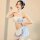 Blue gingham maid costume for women featuring a charming design with lace details, perfect for a sexy lingerie-style servant ...