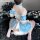 Sexy blue lolita maid costume for women, featuring a charming uniform with ruffles and a bow, perfect for role play and seduc...